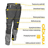 Montérkové pasové kalhoty CHAMEO RANGO, tm.šedá/sv.šedá - KERMI