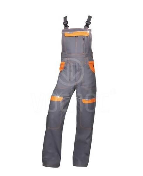 Montérkové pracovní kalhoty s laclem COOL TREND, šedo/oranžové