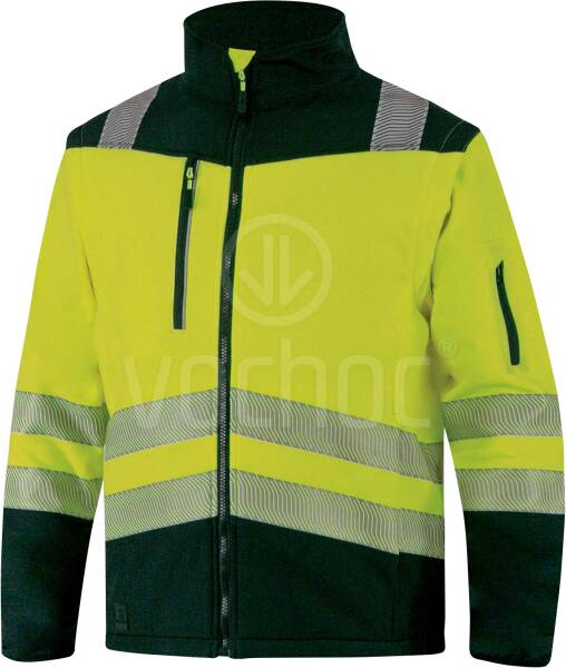 Reflexní softshellová bunda s odepínacími rukávy SOCCIAHV, žlutá/černá