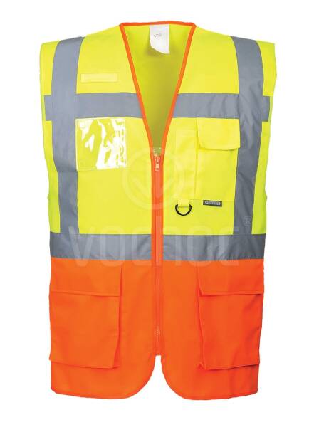 Manažerská výstražná dvoubarevná vesta Portwest PRAGUE, žlutá/oranžová