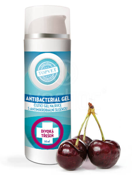 Antibakteriální gel na ruce s pumpičkou TOPVET Divoká třešeň, 50ml