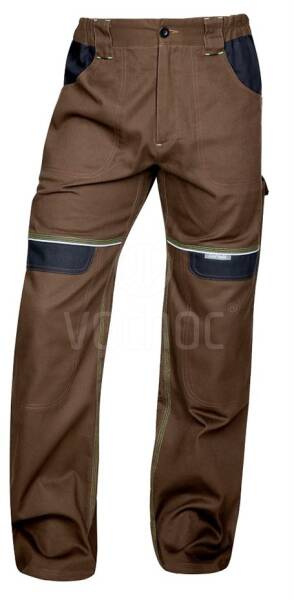 Prodloužené montérkové pracovní pasové kalhoty COOL TREND, hnědo/černé