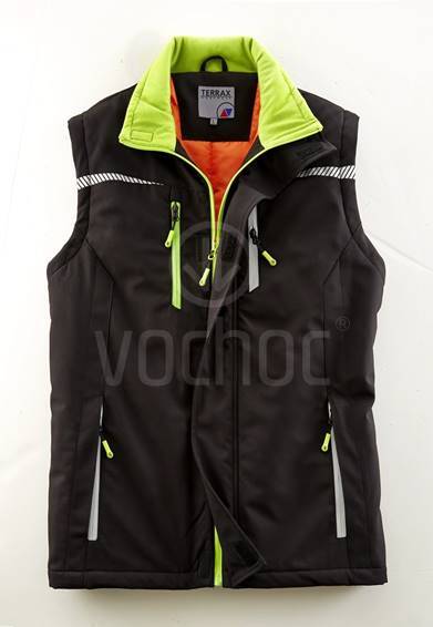 Softshellová vesta s kontrastními doplňky Terrax 30317, černo- limetková