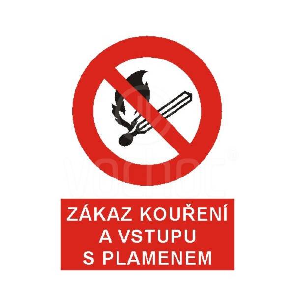 Tabulka Zákaz kouření a vstupu s plamenem, A4, samolepka