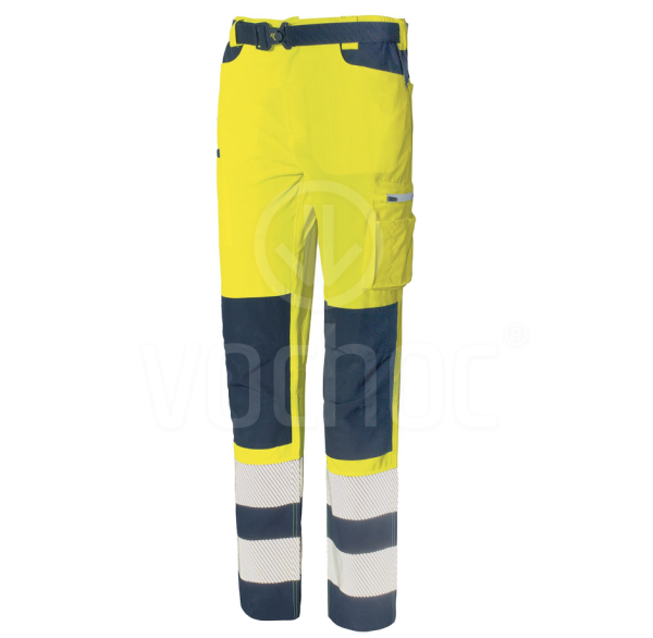 Letní softshellové kalhoty 4-WAY STRETCH, fluo žlutá/modrá