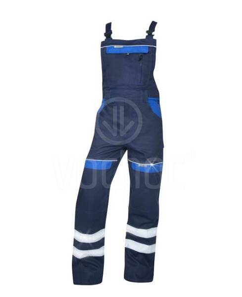 Reflexní montérkové pracovní kalhoty s laclem COOL TREND, tmavě modro/modré