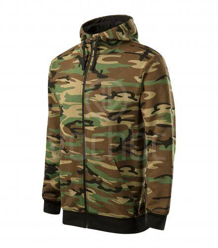 Pánská maskovaná mikina Malfini CAMO ZIPPER C19, zeleno-hnědá