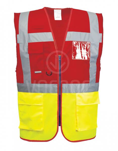 Manažerská výstražná dvoubarevná vesta Portwest PARIS, červeno-žlutá