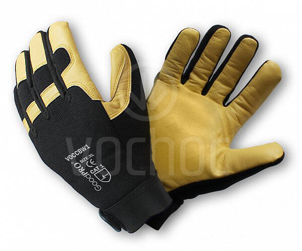 Zimní kombinované rukavice s vyztuženou dlaní, kožené