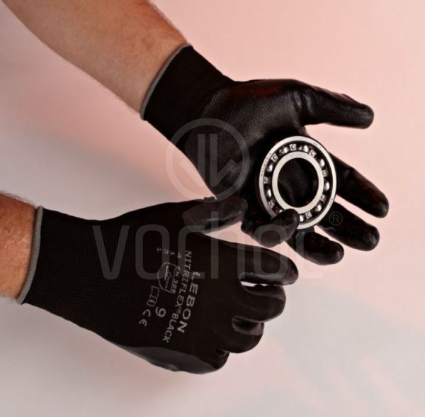 Povrstvené pracovní rukavice Lebon NITRIFLEX/BLACK