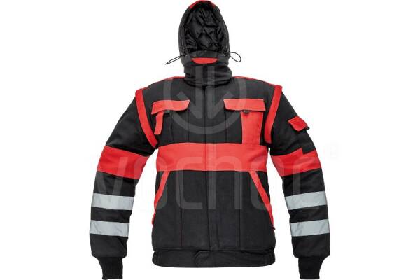 Montérková zateplená bunda MAX REFLEX Winter 2 v 1, černá/červená