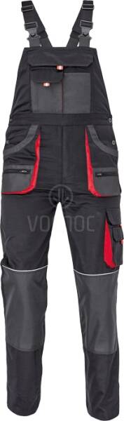 Montérková laclové kalhoty FF HANS, černá/antracit/červená
