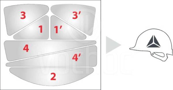 Reflexní pásky na přilbu HESTICKER, metalická šedá