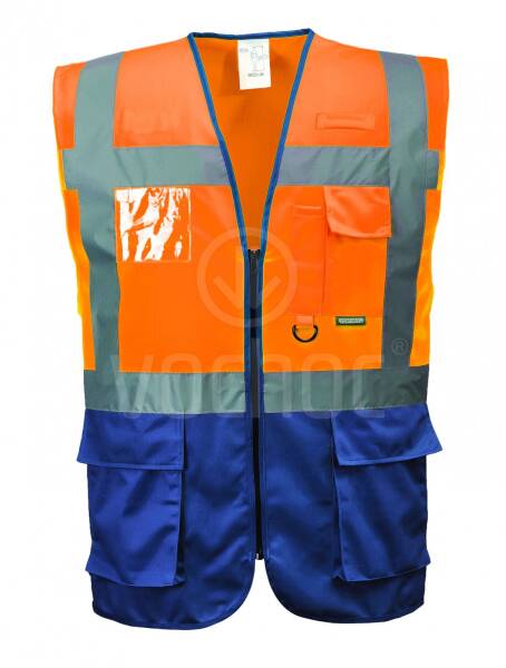 Manažerská výstražná dvoubarevná vesta Portwest WARSAW, oranžová/navy