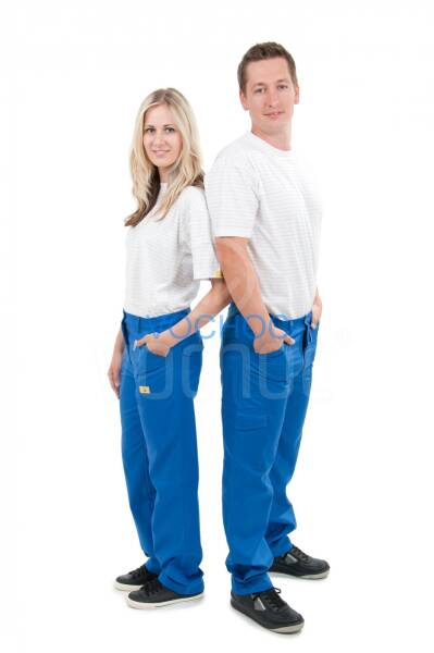 ESD pracovní pánské pasové kalhoty, středně modré