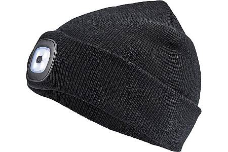 Zimní pletená čepice s LED lampou DEEL LED, černá