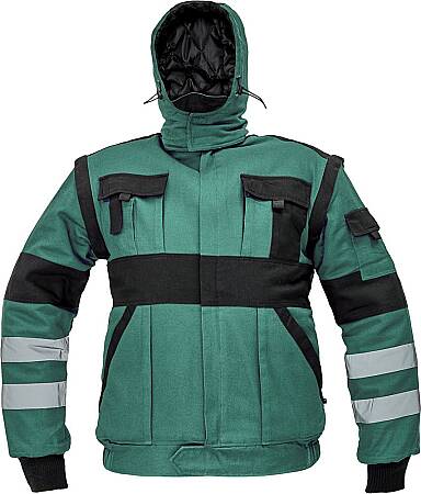 Montérková zateplená bunda MAX REFLEX Winter 2 v 1, zelená/černá