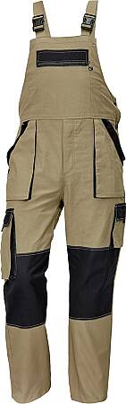 Letní montérkové pracovní kalhoty s laclem MAX SUMMER, písková/černá