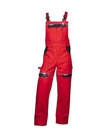 Montérkové pracovní laclové kalhoty COOL TREND, červeno/černé (prodloužené)