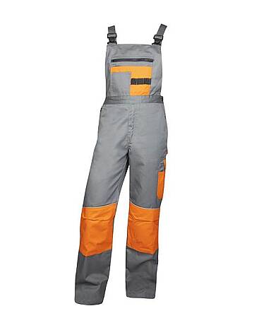 Montérkové pracovní kalhoty s laclem Ardon 2STRONG, šedo/oranžové