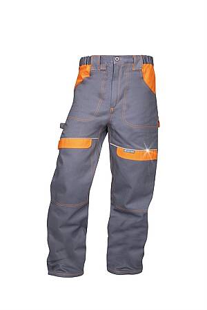 Montérkové pracovní pasové kalhoty COOL TREND, šedo/oranžové (prodloužené)