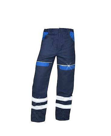 Reflexní montérkové pracovní pasové kalhoty COOL TREND, tmavě modro/modré