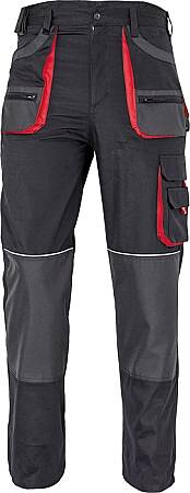 Montérková pracovní kalhoty FF HANS, černá/antracit/červená