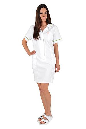 Dámské zdravotnické šaty IRIS, 100% bavlna, bílá/zelená