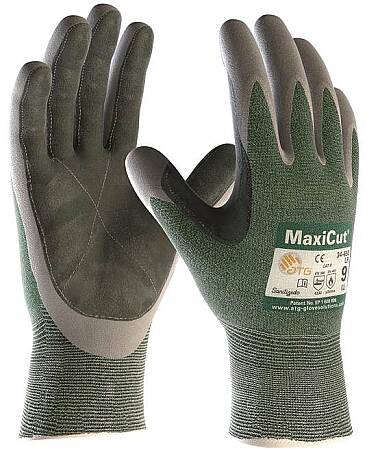 Povrstvené protiřezné rukavice ATG MaxiCut Oil CUT 3, dlaň zesílená kůží