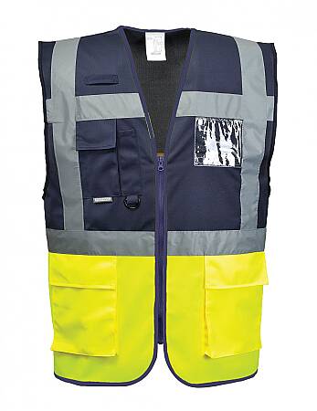 Manažerská výstražná dvoubarevná vesta Portwest PARIS, navy/žlutá
