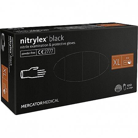 Jednorázové rukavice MERCATOR NITRYLEX Classic nitril, nepudrované, černé, 100ks