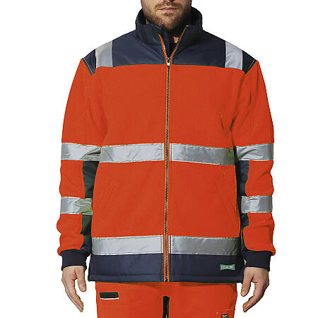 Pánská reflexní fleecová mikina Issaline Workia HiVi, oranžová/navy