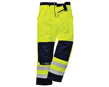 Multinormní pasové kalhoty Hi-Vis Portwest FR62, žlutá/navy