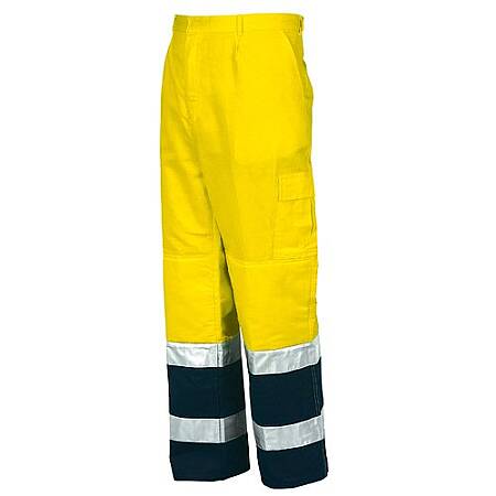 Dvoubarevné výstražné kalhoty Issa 8430, žluté