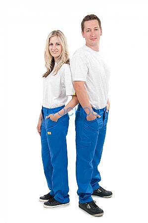 ESD pracovní dámské pasové kalhoty, středně modré