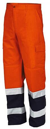 Dvoubarevné výstražné kalhoty Issa 8430, oranžové